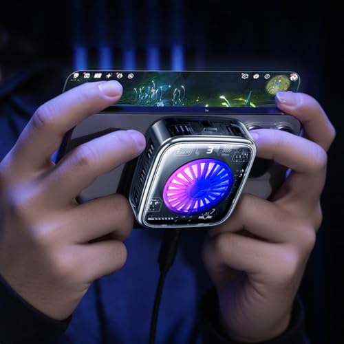 Image of Verilux Phone Cooler LED Magnetic Cell Phone Cooler with Detachable Clips LCD Digital Display Gaming Phone Cooler Silent Phone Cooler USB Rechargeable Phone Cooler for Gaming, Livestreaming