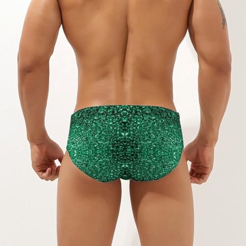 Beautiful Emerald Green Glitter Sparkles Men's Swimsuit Bikini Briefs Sexy Swim Underwear Stretchy Briefs Quick Dry Swimwear4