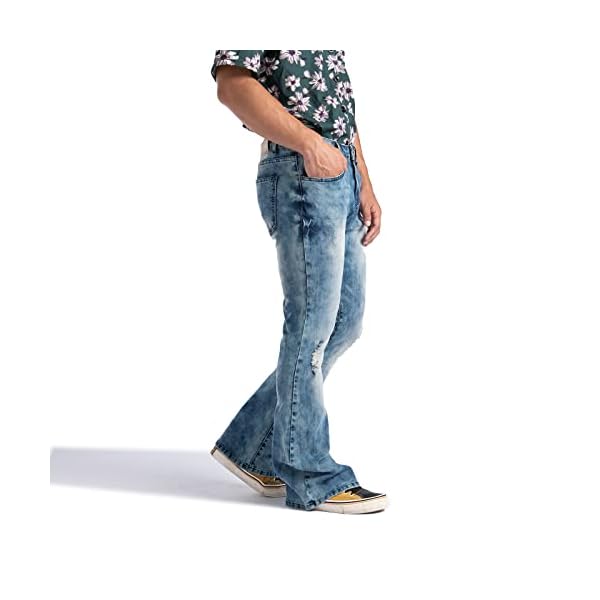 Wbestwind Men Relaxed Stretch Bell Bottom Flares Pants Fit Comfort Flared 60s 70s Vintage Leg Denim Jeans,TAG L Blue - Image 6