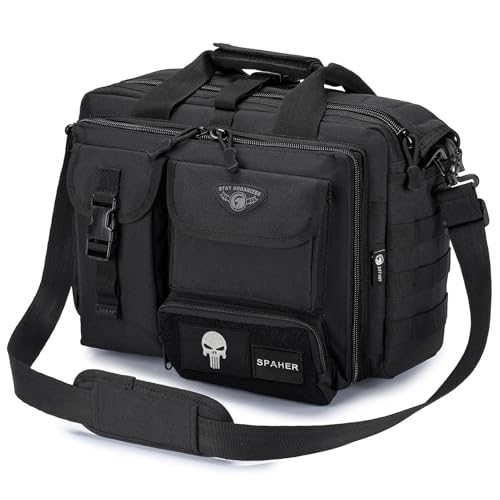 SPAHER Borsa Lavoro Uomo Ventiquattrore per PC 14/15.6/17' - Valigetta Tattica Porta Laptop - Cartella Ufficio Briefcase