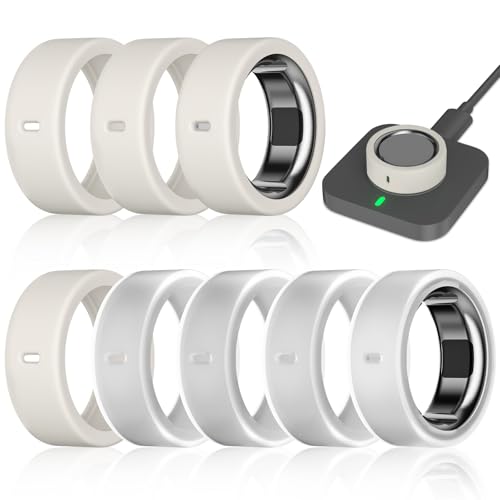 8 Pack Ring Cover Compatible with Oura Ring Gen 4/4 Ceramic, Oura Ring Gen 3 Horizon/Heritage, Support Charging with Cover on, Anti-Scratch Elastic Silicone Ring Protector for Men Women Working Out by ZOOROO - Used condition - US$8.78
