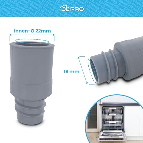DL-pro Universal Ablaufschlauch Endstück Innen-Ø 22mm für Waschmaschine Spülmaschine Geschirrspüler Ablaufschlauch mit 19mmØ