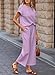 SHEWIN Spring Outfits for Women 2026 Trendy Waffle Pattern Womens Lounge Set Sweatsuits 2 Piece Sets Short Sleeve Tops Flowy Wide Leg Pants Sweat Set Orchid Petal Medium
