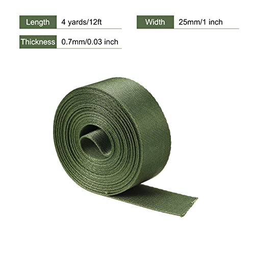 Image of MECCANIXITY Flat Nylon Webbing Strap 1 Inch 4 Yards Dark Green for Backpack, Cargo Strap, Luggage-rack