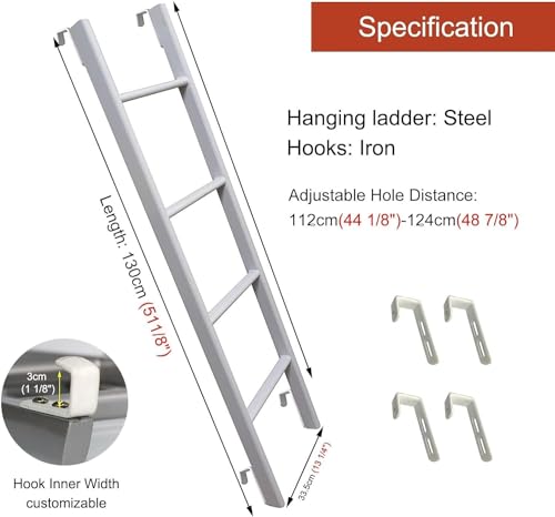 Échelle de lit suspendue 130 cm pour lit superposé de dortoir et loft