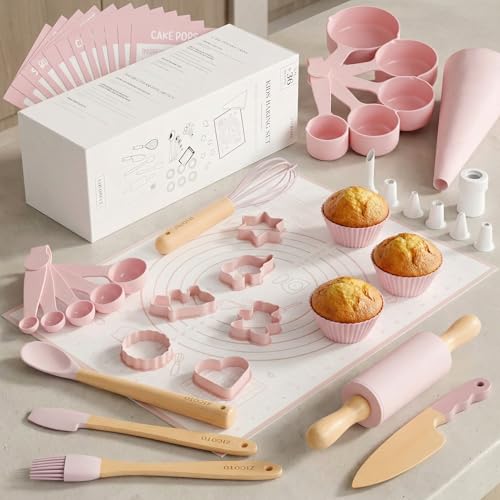 Wooden Baking Set for Kids - A Complete Set of Real Kitchen Utensils Gives Toddlers a Fun Cooking Experience - Durable Safe to Use Tools are Perfect for Gifting to Create Lasting Family Memories