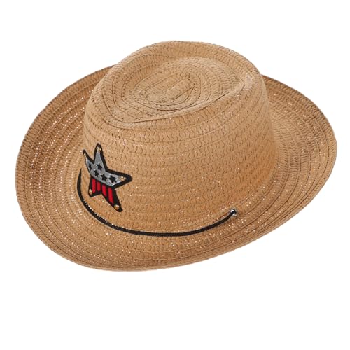 Kids Straw Hat for Boys Girls Stylish Sun Protection Beach Hat Outdoor Weaving for Summer for Birthday Parties and Beach Activities Khaki
