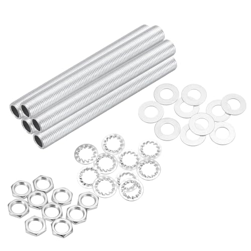 Image of MECCANIXITY 35Pcs 3.5 inch Lamp Pipe Kit with Nuts Washers 1 /8IP Thread Fasteners Assortment for Chandelier Ceiling Light Repair Assembly DIY Hardware