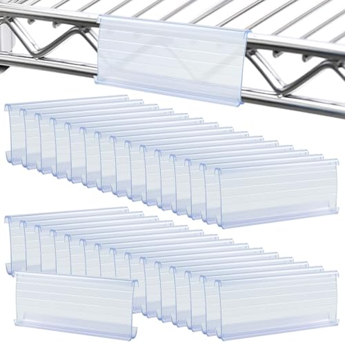 SBYURE 38 Pack Wire Shelf Label Holder, 3 inch Shelf Labels, Shelf Clips for Metal Shelving(Paper Insert Not Included)