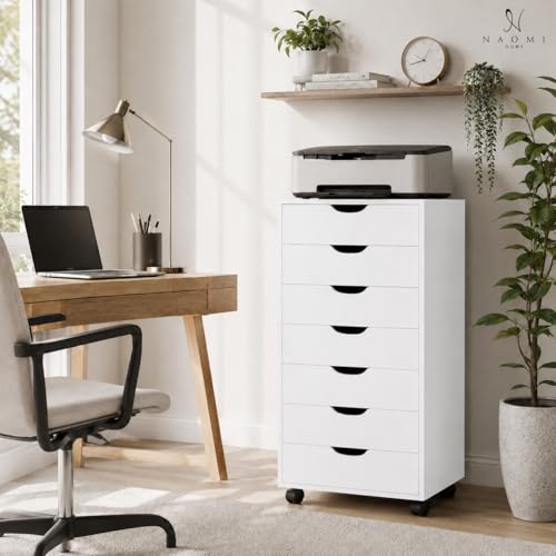 Image of Naomi Home Debbie Office File Cabinet with 7 Drawers, Rolling Storage Organizer for Home Office & Workspace