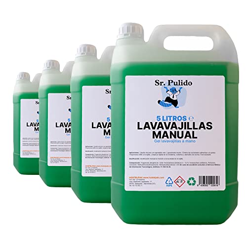 Sr Pulido 4x5L Detergente lavavajillas a mano | Gel lavavajillas manual | Limpieza de la vajilla manual | Limpieza profesional y del hogar (5L) Cover