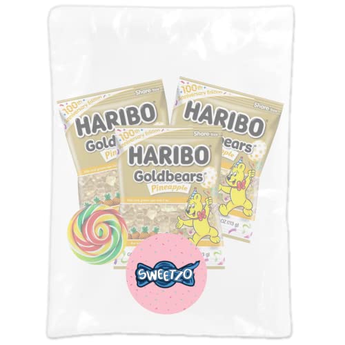 Limited Edition 100 Bears, Pineapple Only Single Flavor White Gummy Bears, Birthday Party Candies And Party Favors, Pack Of 3, 4 Ounces #TOP3