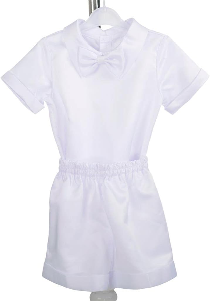 Dressy Daisy Infant Baby Boys' Christening Clothing Baptism Outfit 4 Pieces Set with Bonnet Hat, Short Sleeves - Image 4
