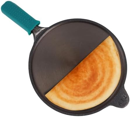 The Indus Valley Super Smooth Cast Iron Tawa+Silicone Handle for Dosa/Chapathi | 25.4cm/10 inch, 1.8kg | Induction Friendly | Naturally Nonstick, Pre-Seasoned Tawa, 100% Pure & Toxin-Free