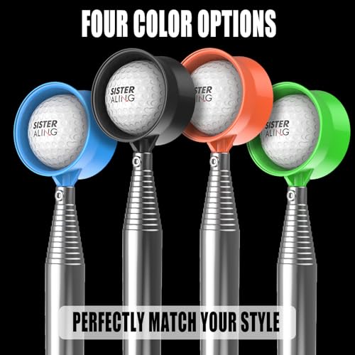 SisterAling 9ft/12ft Water Telescopic Golf Ball Retriever,Classic and Durable Stainless Steel Pick-Up Upper Grabber Tool,The Best Accessory Gift for Men and Women Golfers.(Black, 9Ft)