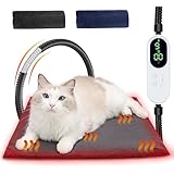Angelpet ペット用ホットカーペット【ペット専門家監修】 9段階温度調節 14段階タイマー機能 ペット用ヒーター 猫 犬 小動物 ホットマット ヒーターマット 加熱パッド 過熱保護 防水難燃性 コード全て鋼管で保護 噛み癖対策 厚手 柔らか 寒さ対策 カバー2枚付き (Mサイズ（45*45）)