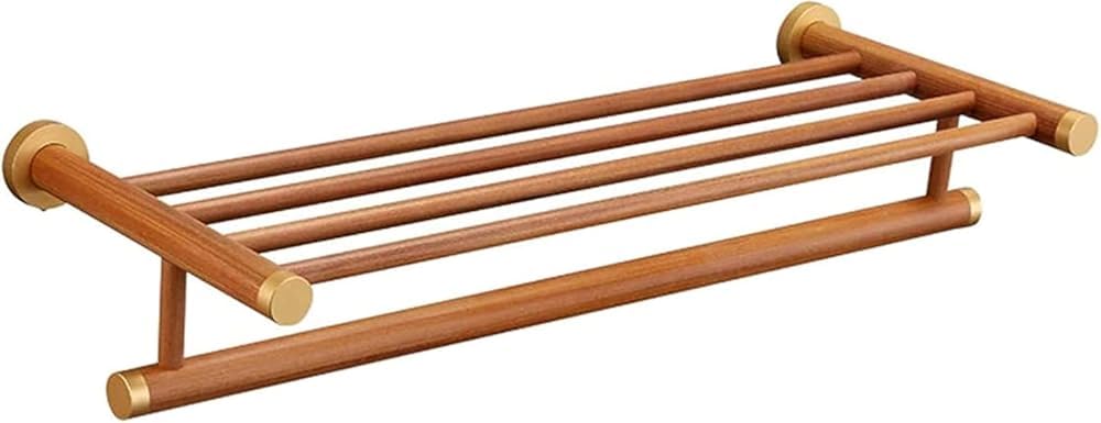Étagère murale en bois double pour gagner de la place et ranger votre salle de bain rétro 60cm