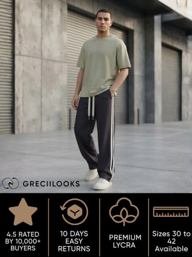Image of GRECIILOOKS Men's Loose Mid Rise Casual Trousers Pants | Regular | Sports Stylish Track Pant | Sweatpants (Available in Plus Size)