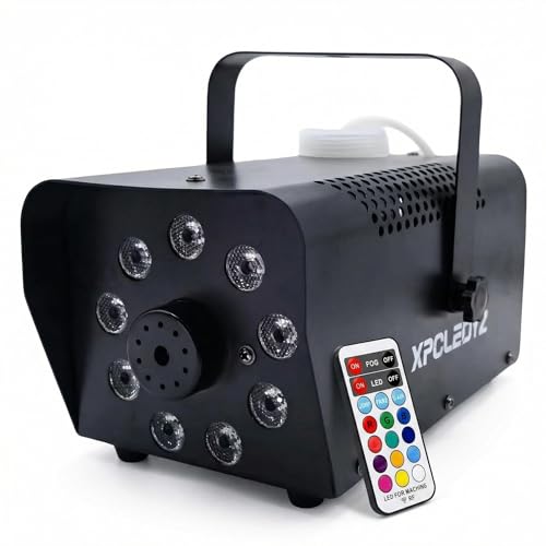 Máquina de humo con luces LED 500W y control remoto miniatura 1