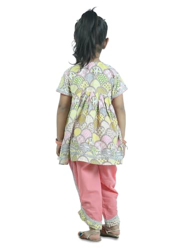 Image of Girls Pure Cotton Printed Angrakha With Dhoti