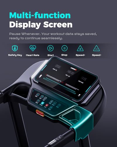 Treadmill for Home, 3.0HP Folding Treadmill with Incline, 300 lbs Capacity, Bluetooth & Heart Rate Sensor, Space-Saving Design - Image 4
