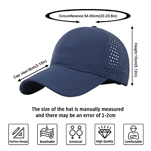 Enwokran Men Quick Dry Sport Baseball Cap, Men's Athletic Fitted Cap Lightweight Mesh Adjustable Plain Hat Running Trucker Hat For Men Women (Dark Blue) #TOP5