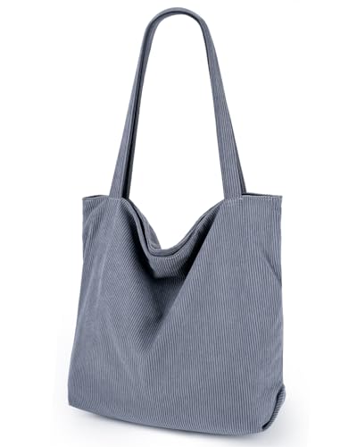 Image of Iioscre Corduroy Tote Bag for Women,Hobo HandBags with Zipper,Large Capacity Casual Shoulder Handbags with Inner Pockets