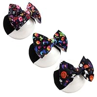 kexinstar 3 faixas de cabelo de nylon elástico com laços para bebês, acessórios de cabelo para recém-nascidos, bebês, roupas de Halloween