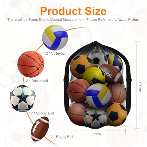 AMFUN Extra Large Football Mesh Drawstring Bag with Adjustable Shoulder Strap, Waterproof Storage for Basketball Football - Image 2