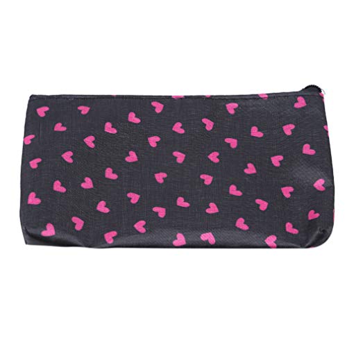 Meoliny Women's Heart Pattern Makeup Bag Small Portable Travel Cosmetic Organizer Clutch Pouch Bag With Zipper Closure,Black #TOP2