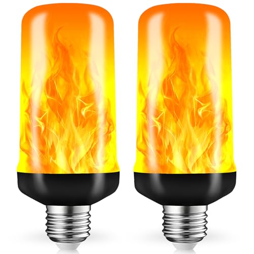 KKHLGB LED Flame Light Bulbs Flickering Light Bulbs 4 Modes with Gravity Sensor E26 Base Fire Light Bulb for Halloween Christmas Porch Patio Party Indoor Outdoor Decor