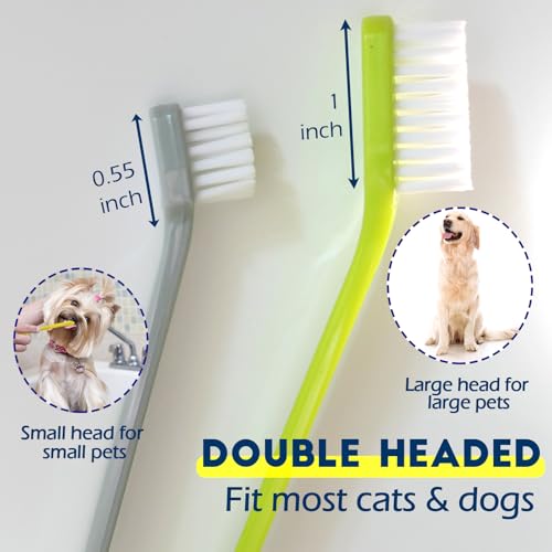 Image of 200 Pcs Dog Toothbrush Cat Tooth Brushes Bulk, Double Sided Brushing Kit, Teeth Cleaning Kit Soft Bristles Long Handle, Pet Tooth Brush for Small to Large Dog, Cat, Puppy & Kitten, 10 Colors