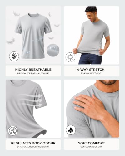 Image of Wellbi Bamboo Men's Tshirt - Ultra-Soft, Breathable & Sustainable | Premium Cotton Blend for Supreme Comfort | Stylish & Eco-Friendly T-Shirt for Men | Tshirt Men Cotton