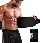 AMZBOSS Waist Trainer for Men, Waist Sweat Band, Belly Band Sweat Belt, Stomach Wrap, Body Shaper Belt (Black, Large)