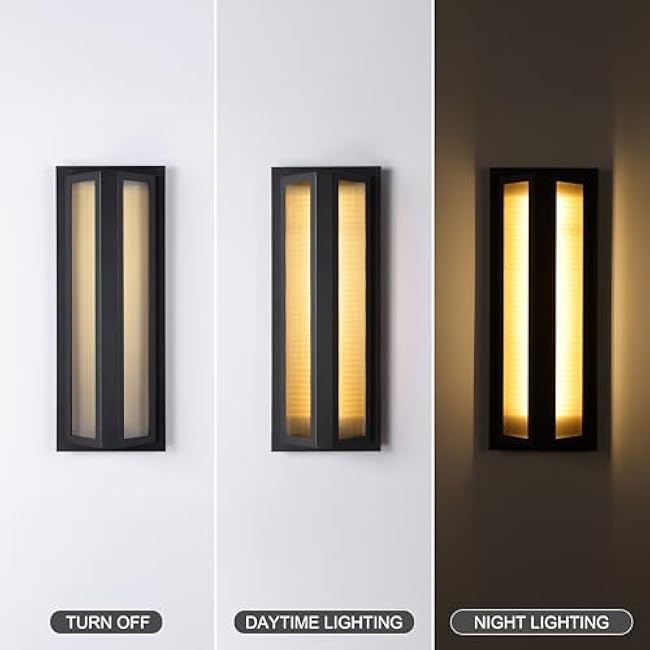 LamQee Black and Gold Modern Outdoor Wall Light Contemporary Exterior Lighting Fixtures 16W 3000K Integrated LED Outdoor Wall Sconce Outside Lights Wall Mount for House Porch Patio Front Garage Door