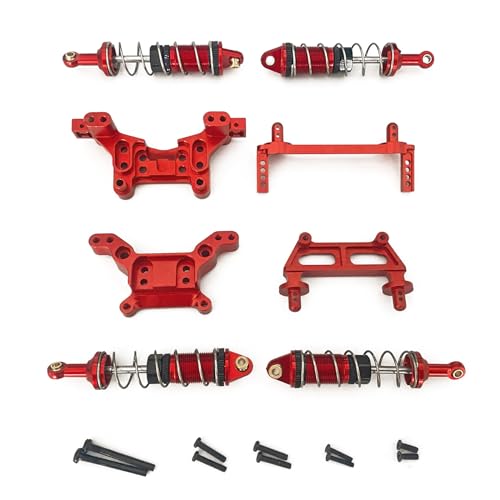 RWLZLB for Hyper Go H16BM Parts, Metal Upgraded Shock Mount Body Pillars Shock Absorber Set, Replacement Accessories for Hyper Go H16GT H16DR 16207 16208 1/16 RC Car (Red)