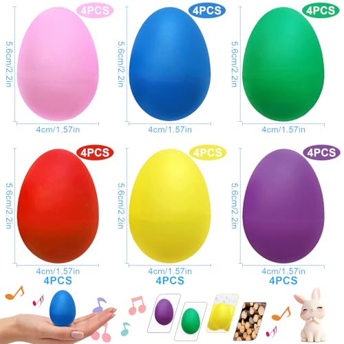 24 Stück Eier Maracas Eier Shaker Set, 6 Farbe Musikinstrument Egg Shaker, ostereier Schütteleier für Musikalische Früherziehung Party Klassenzimmerzubehör Musikinstrument für Spielgeräte