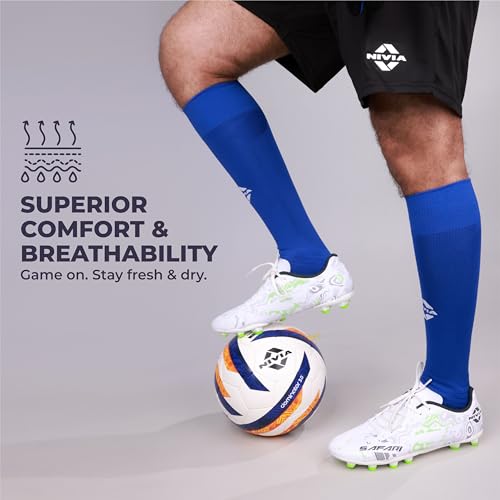 Image of Nivia Ashtang 2.0 Football Stockings, Pack Of 3 (Black, Orange, Blue), Large