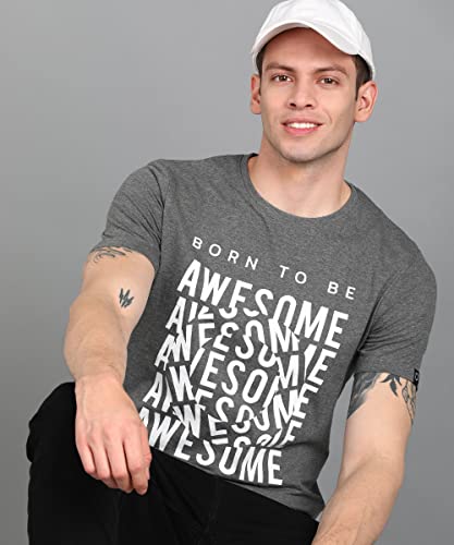 Image of Urbano Fashion Men's Graphic Printed Round Neck Half Sleeve Slim Fit Cotton T-Shirt