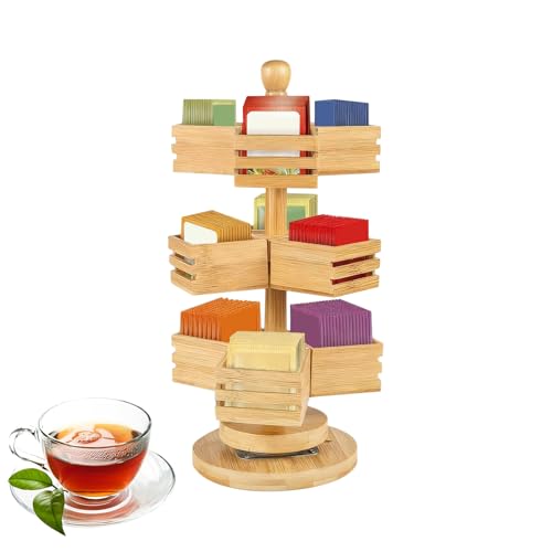 Generico Porta Bustine Di Tè | Contenitore Di Archiviazione Organizzatore Rotante A 3 Livelli Per Tè | Portabustine Da Bancone | per Dispensa Cucina Casa Ufficio Caffè Bancone Bar Top Lavello