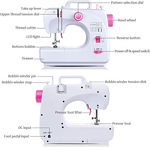 ele ELEOPTION Multifunction Mini Smart Electric 16 Tailor Stitches Portable Desktop Electric Overlock Sewing Machine Hand-held Household Sewing Tool