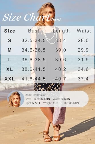 Image of KILIG Women Soft Casual Beach Sundress Floral Pleated Vintage Tank Dress 2026