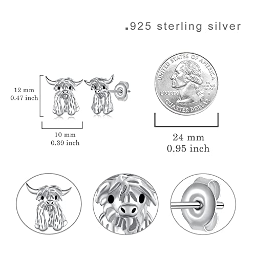 Highland Cow/Strawberry Cow/Cow/Panda Earrings 925 Sterling Silver Cute Animal Earrings Animal Jewelry Gift for Daughter Granddaughter Women Girls4