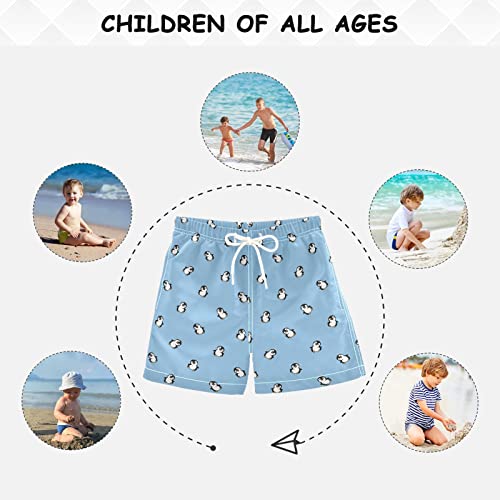 Boys Board Shorts Penguin Cartoon Boys Swim Trunks Shorts Teens Kids Bathing Suit Swimwear, 4T4