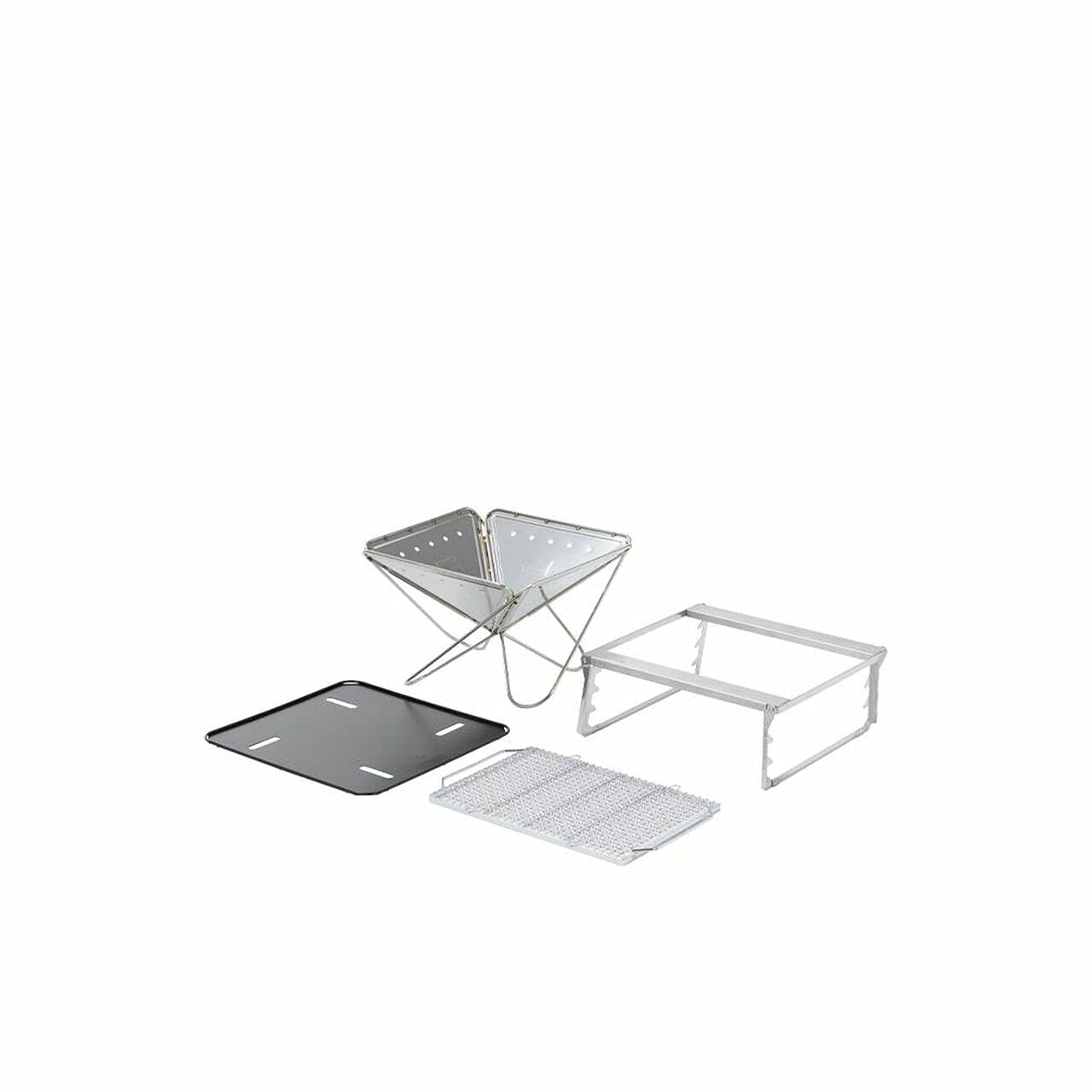 Snow Peak Takibi Fire & Grill - Stainless Steel Portable & Collapsible Fireplace - 30 lbs, 5 Piece Set