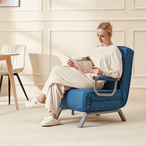 Hupmad Convertible Sofa Bed Sleeper Chair,Tri-fold Upholstered Armchair Sleeper with Pillow,Folding Leisure Chaise Lounge Couch with 6 Angle Adjustable Backrest,Single Lazy Bed for Office Apartment