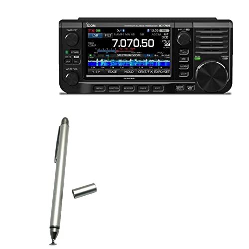 BoxWave Stylus Pen Compatible with Icom IC-705 - DualTip Capacitive Stylus, Fiber Tip Disc Tip Capacitive Stylus Pen for Icom IC-705 - Metallic Silver
