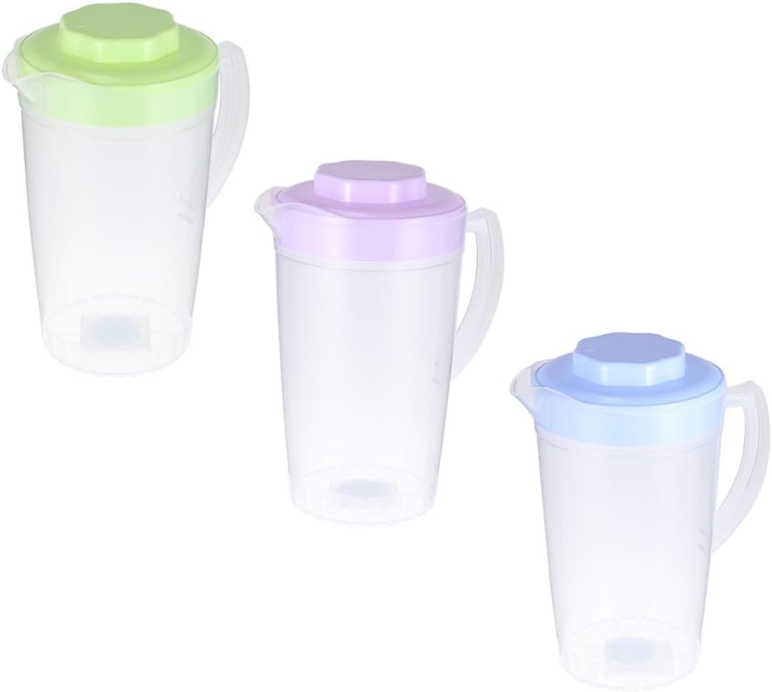 3pcs Plastic Water Pitcher with Lid L for Fridge and Serving