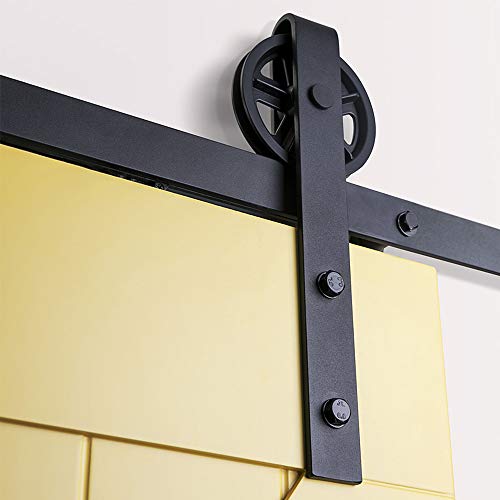 Système de Porte Coulissante, Kit de Rail pour Porte Coulissante, Rail + Roulette, 200 cm (Grande roue)