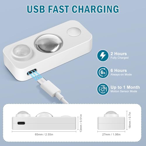 Image of LED Motion Sensor Puck Lights, Rechargeable Wireless Under Cabinet Lighting Daylight White, Dimmable Night Light, Under Counter Lights for Kitchen, Display Shelf, Closets (4 Pack)